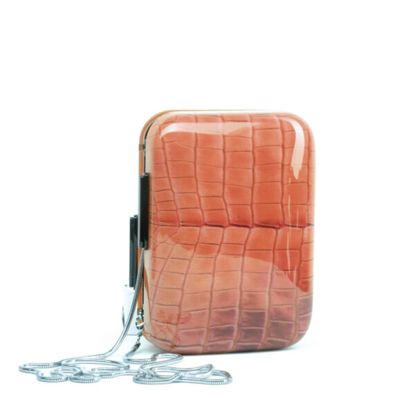 yazi clutch camel croco mini