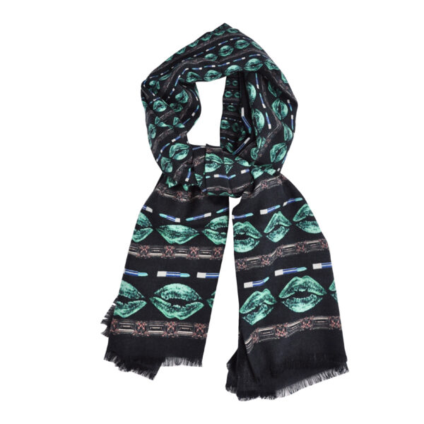 Green-Lips and Diamonds Scarf by Yazi