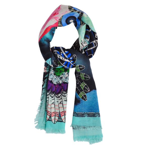 Red Indian Green scarf by yazi