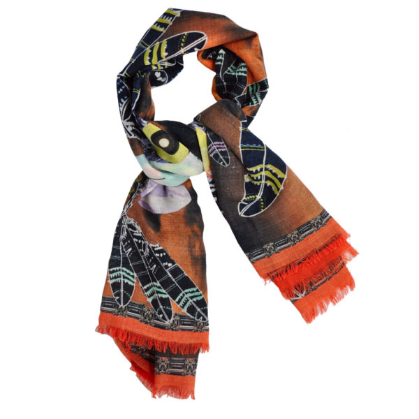 Red Indian Orange scarf by yazi